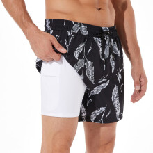 BRISIRA Herrbadshorts Snabbtorkande 5 tum Innerbenslängd Stretch Vattenshorts med Fickor