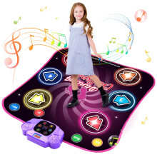 Dhapy Dance Mat For Kids - Light Up Dance Pad for Girls, Bluetooth Support, Built-in Music, Dancing Toy with 6 Game Modes & 3 Challenge Levels,