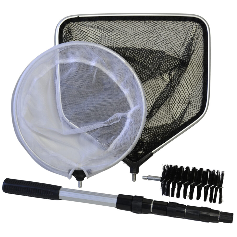 Supa 4 in 1 Pond Care Cleaning Kit Including Telescopic Pole, Skimmer Net, Catch/Landing Net & Cleaning Brush