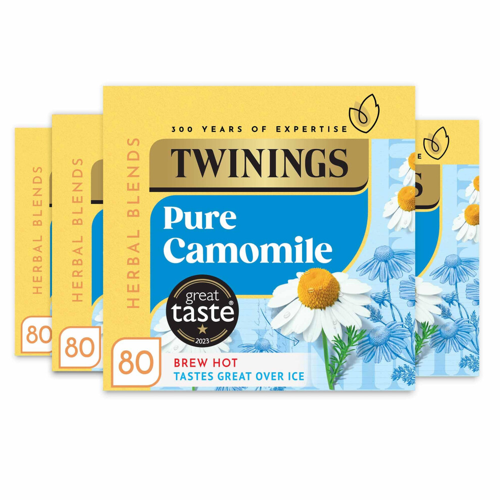 Twinings Pure Camomile Flavoured Tea - 320 Biodegradabletea Bags (Multipack Of 4 X 80 Bags), Caffeine & Sugar Free Herbal Vegan Tea Soothing &