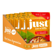 Just Live a Little Gluten Free Granola | 5 x 360g packs | Vegan Granola No Added Sugar (Crunchy Peanut Butter & Dried Red Apple Granola)
