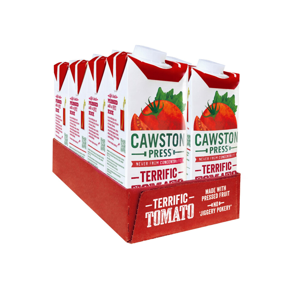 Cawston Press Tomato Pressed Juice - 1 Litre Pack Of Juice Cartons All Natural ? Vegan ? No Added Sugar, (Pack Of 8)