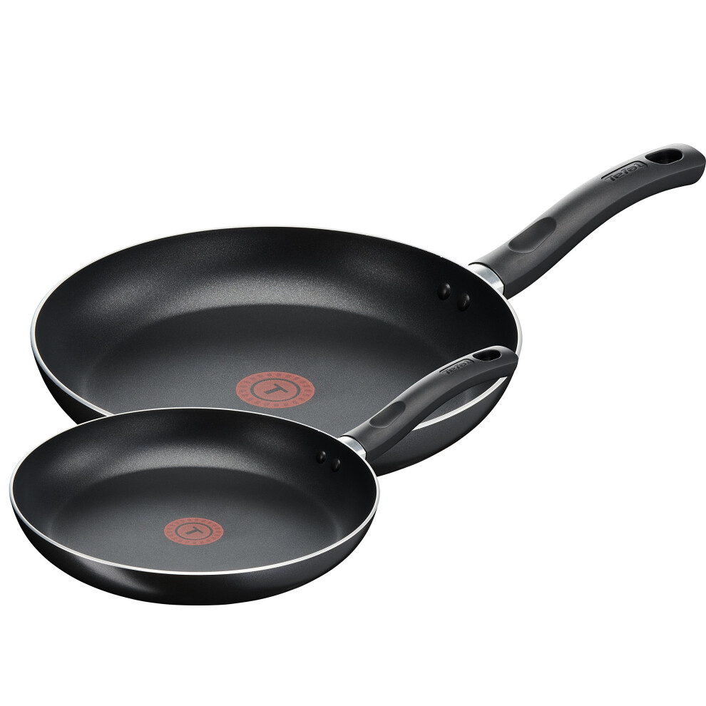 Tefal Taste Twin Frying Pan Set, 20cm/28 cm, Non-Stick, Aluminium, Black, All hobs Compatible excluding Induction, B189S244