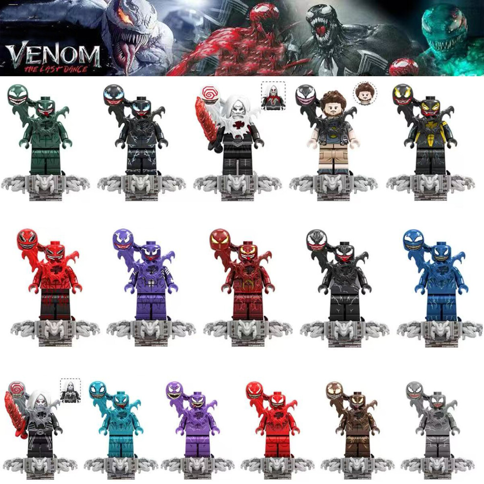 Bonxaif 16Pcs Minifigures Marvel Superheroes Spiderman Venom Fit Lego Kid Toys