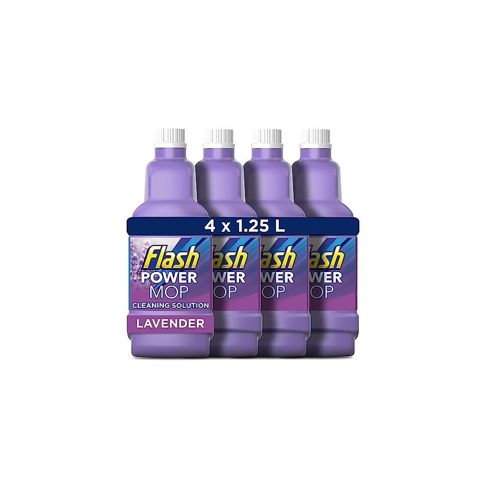 Flash Power Spray Mop Floor Cleaner Multi-Surface Cleaning Liquid Lavender 5L (1.25Lx4)