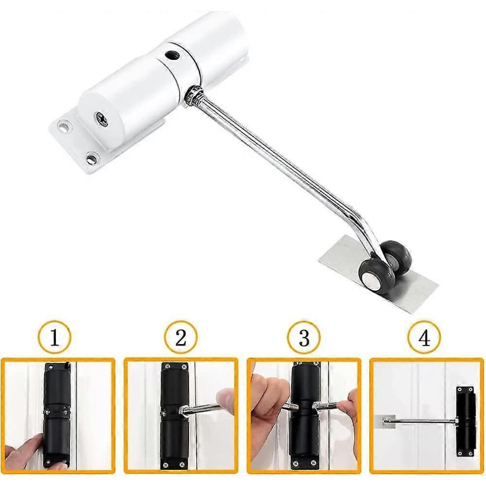 Automatic Door Closer, Outdoor Door Closer, Stainless Steel Spring Closer, For Automatically Closing Various Doors (White) 5004229068433