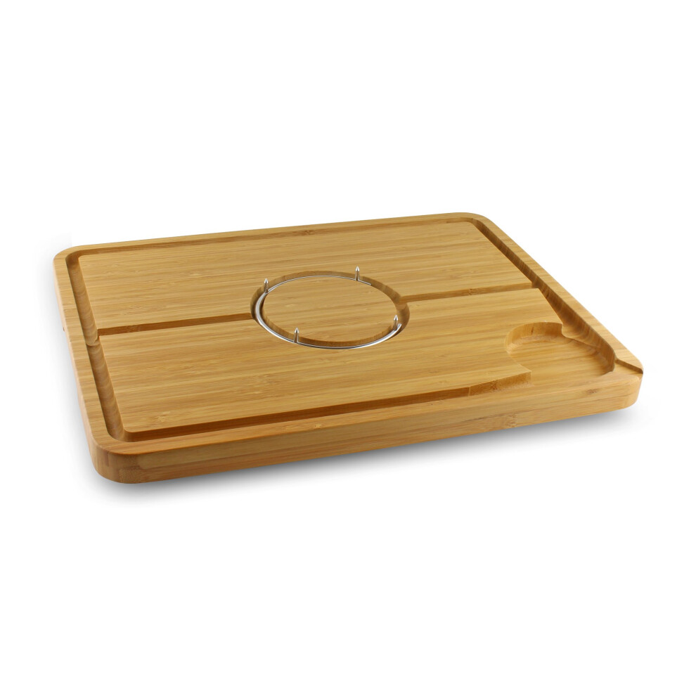 Deluxe Spiked Bamboo Wooden Roast Joint Carving & Cutting Board 48 x 36cm, Brown