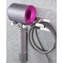UEMUSI Hair Dryer Holder, Hairdryer Holder Wall Mounted for Bathroom, Stainless Steel Hairdryer Holder Station Adhesive or Drilling Installation, Hair