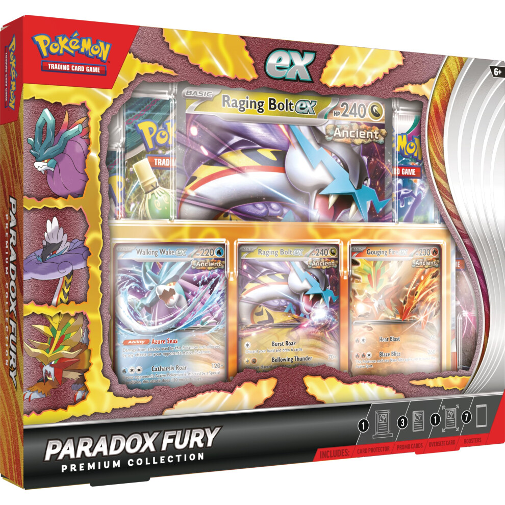 Pokã©Mon Pok?Mon Tcg: Paradox Fury Premium Collection (1 Oversize Promo Card, 3 Promo Cards & 7 Booster Packs) Size 1