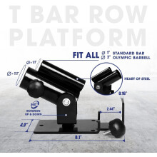 Yes4All LPL6 Deluxe T-Bar Row Platform – Full 360 Swivel & Easy to Install – Fits 2.5 cm Standard and 5 cm Olympic Bars, A. Black