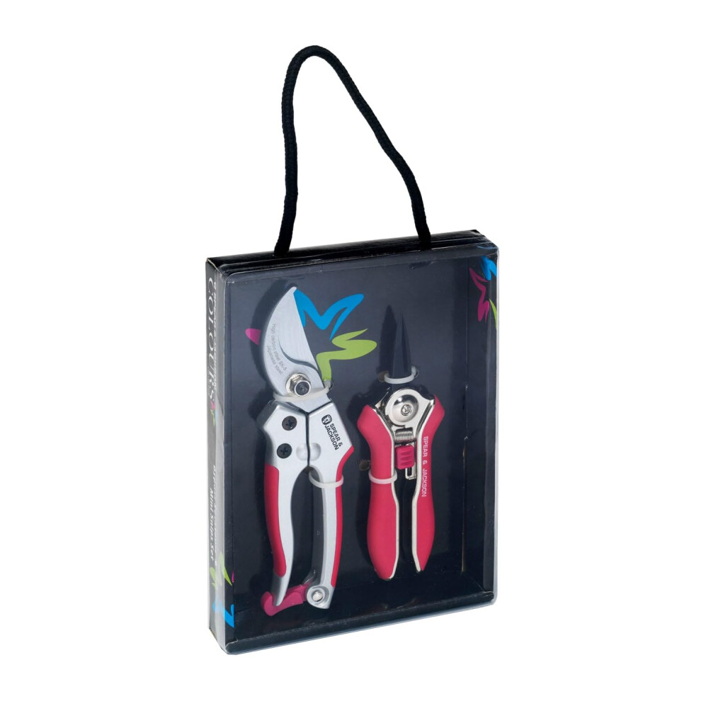 Spear & Jackson CUTTINGSET9P Colours Pink Bypass Secateurs and Snips Set