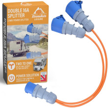 Xtremeauto 16amp Splitter Electric Cable - 16amp to X2 16amp Sockets, 2 Way Power Splitter Distributor Generator Caravan Adapter H