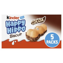 Kinder Happy Hippo Cocoa Biscuit Bars, Bulk Chocolate Gift, Crispy Wafer with Milk Chocolate and Cocoa Cream Filling, Pack of 10 x 103.5g