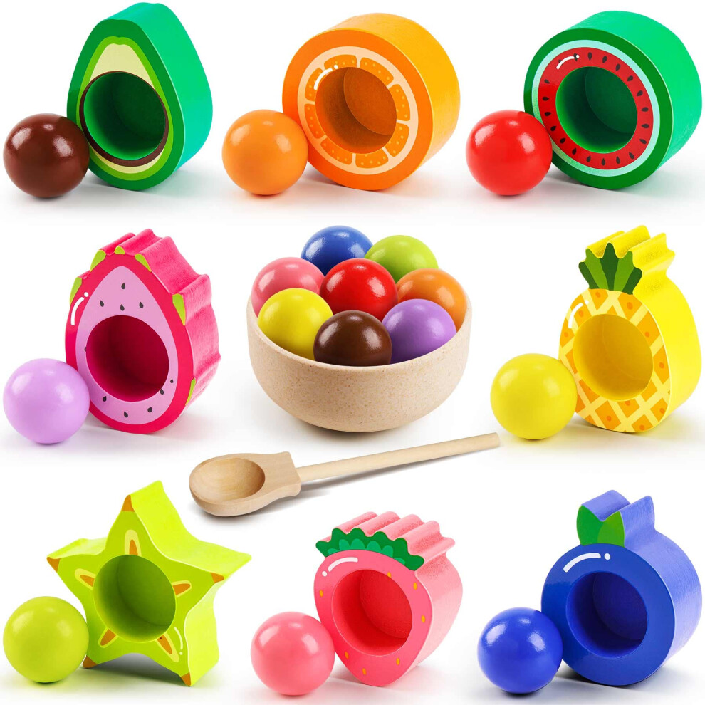 Seagoal Montessori Toys For 1 Year Old, Wooden Sensory Toddler Toys, Babies 12+ Months Educational Learning Present, Colour Sorting Toys, Christmas