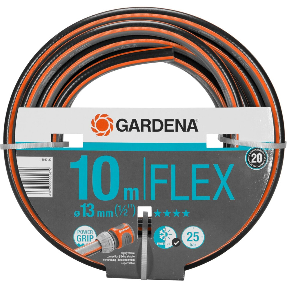 Gardena Comfort Flex Hose 13 mm (1/2 inch), 10 m: dimensionally Stable, Flexible Garden Hose with Power-Grip Profile, Made of Spiral Fabric, 25 bar