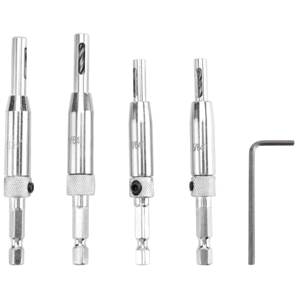 Center Drill Bit Set 5 Pcs Self Centering Hinge Core For Woodworking, Door Window Bits 4853440835246