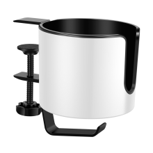 Bureau bekerhouder tafel universeel verstelbaar gegradeerde arm klem antislip opbergrek clip op koffieflessen met haak wit