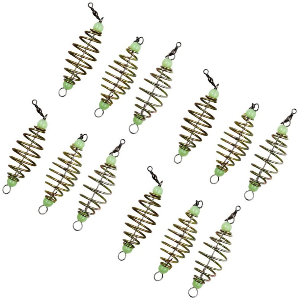 12Pcs Luminous Carp Fishing Feeder Coil Inline Method Fishing Tackle Bait Thrower In-Line Method Lures Cage Basket Baits