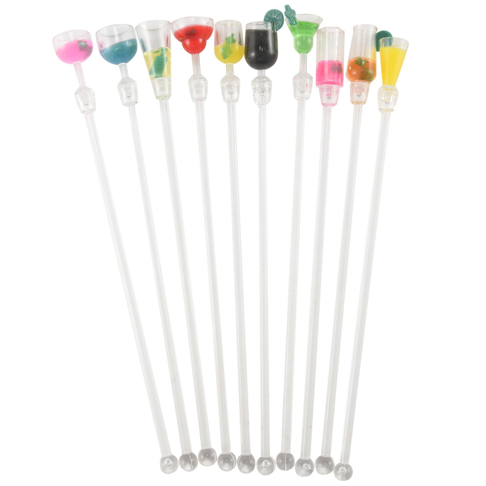 Torribaly 10Pcs Cocktail Stirrer Drink Mixing Stick Set Acrylic Mixer Blender Bar Supplies Swizzle
