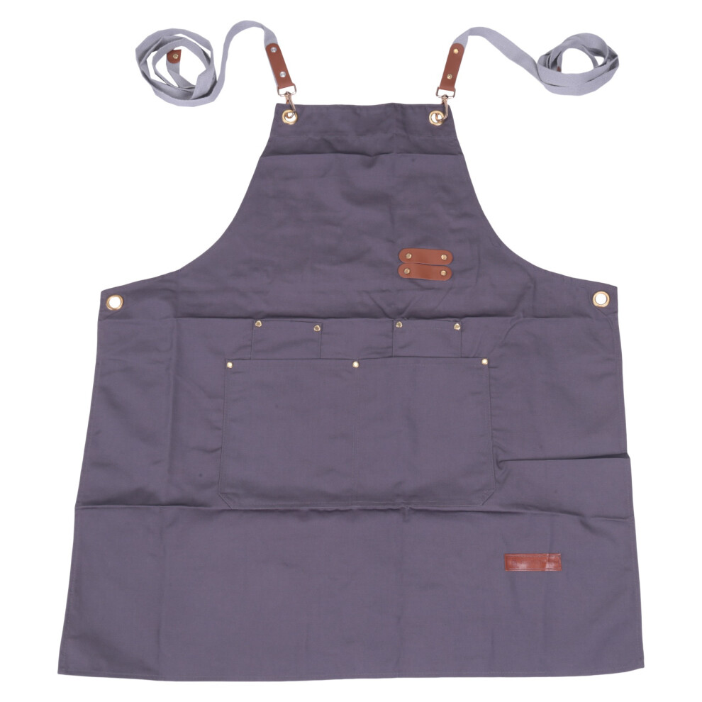 Torribaly Chef Apron-Cross Back Apron For Men Women,Cooking Aprons With Adjustable Straps And Large Pockets For Bbq & Grill(Grey) Grey
