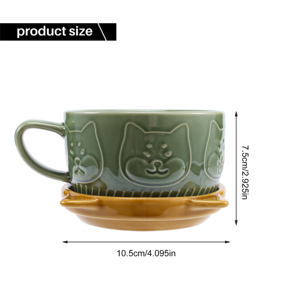 Tasse japonaise mignonne en céramique Shiba Inu Panda, tasse à café avec couvercle, tasse à eau pour le petit-déjeuner (verte)
