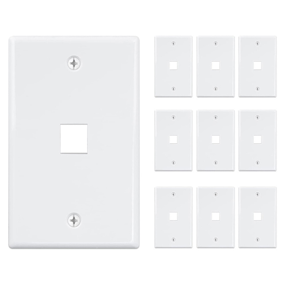 10-Pack 1 Port Keystone Jack Wall Plate, Low Profile Ethernet Wall Plate Single Gang Wall Plates For Keystone Jack White 4854089740946