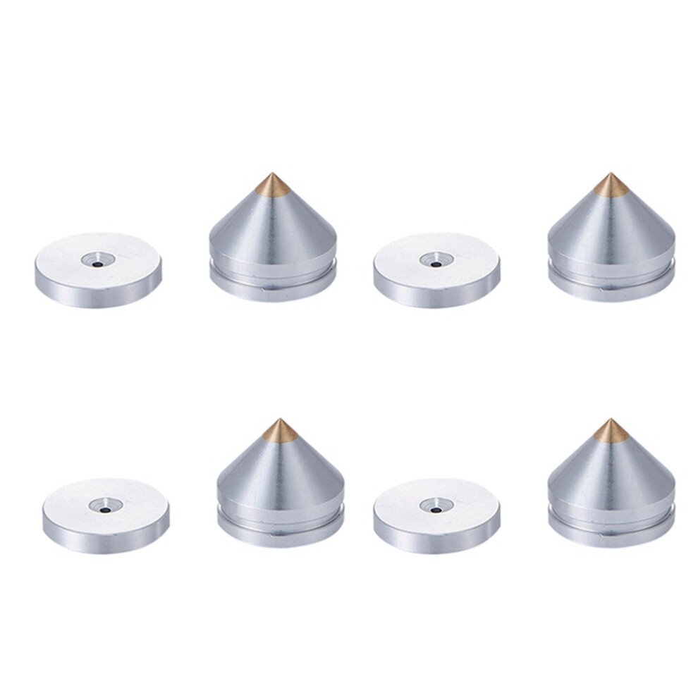 Lot de 4 pieds de meuble audio Hi-Fi en alliage d'aluminium pour haut-parleur, amplificateur de puissance, ordinateur (argent)