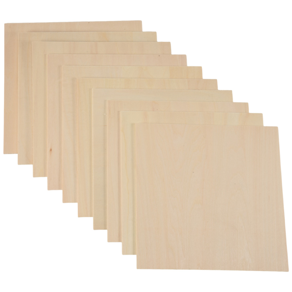 10 stuks 20x20x0,2 cm lindehouten platen, onafgewerkte houten planken, rechthoekig, blank hout, houten uitsparingen voor knutselwerkjes