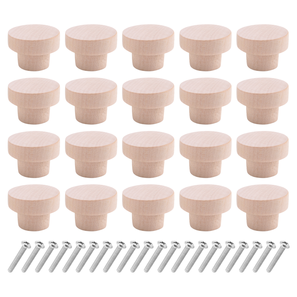 20Pcs Round Unfinished Wood Drawer Knobs 35Mm Dia Wood Furniture Cabinet Dresser Pulls 4852334449231