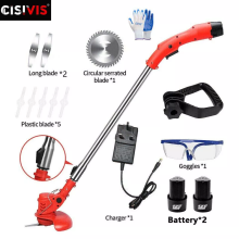 12V Cordless Strimmer Grass Trimmer Garden Edger Electric + 2 Battery