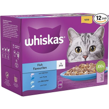 WHISKAS 7+ Cat Pouches Fish Favourites in Jelly 12 x 85 g