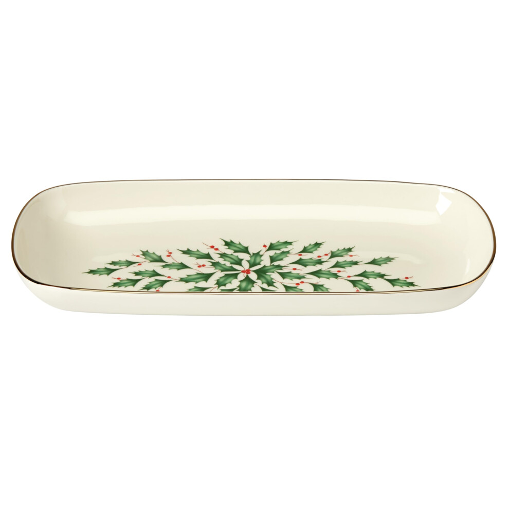 Lenox Hosting The Holidays Bread Tray 2.65 LB Red & Green