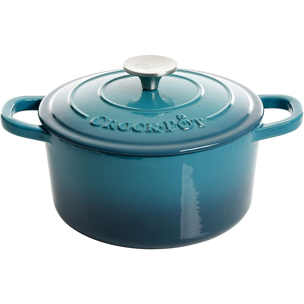 Crock-Pot Artisan Round Enameled Cast Iron Dutch Oven  3-Quart  Gradient Teal