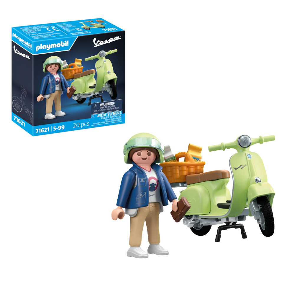 Playmobil Cars 71621 1969 Vespa 150 Sprint Veloce Faithfully Reproduced Model For Collectors And Automotive Enthusiasts Includes A Vari Light/Green