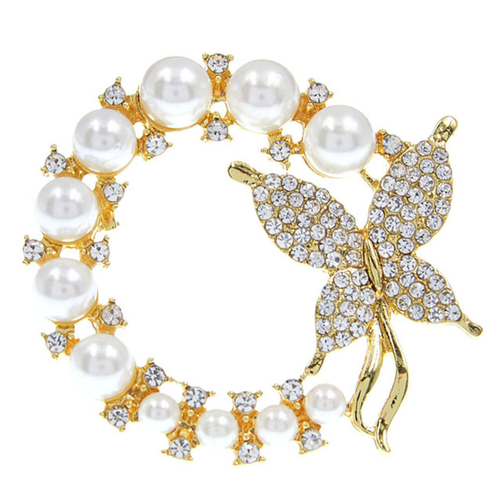 Broches rondes en perles et strass pour femmes, style baroque, élégantes, papillon, cadeaux de mariage
