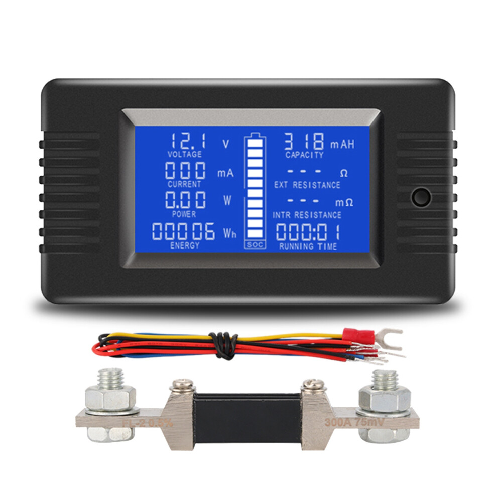 Pzem015 Digital Dc 0-200V Voltage Current With 300A Shunt Car Battery Tester Voltage Meter Monitor 12V 24V 48V Black 4852133129945
