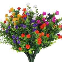 10PCS Bundles Artificial Flowers Outdoor Artificial Flowers UV Resistant No Fade Faux Plastic Greenery Shrubs Plants