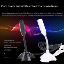 Microfono USB per laptop, microfono vocale ad alta sensibilità, mini microfono da studio con supporto per conferenza da gioco per PC, nero
