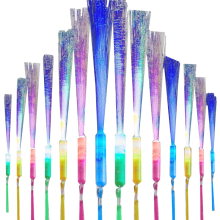 24Pcs LED Glow Fiber Optic Wands - 3 Modes: Fast Flash, Slow Flash, Constant Light - Random Color Party Wedding Halloween Christmas