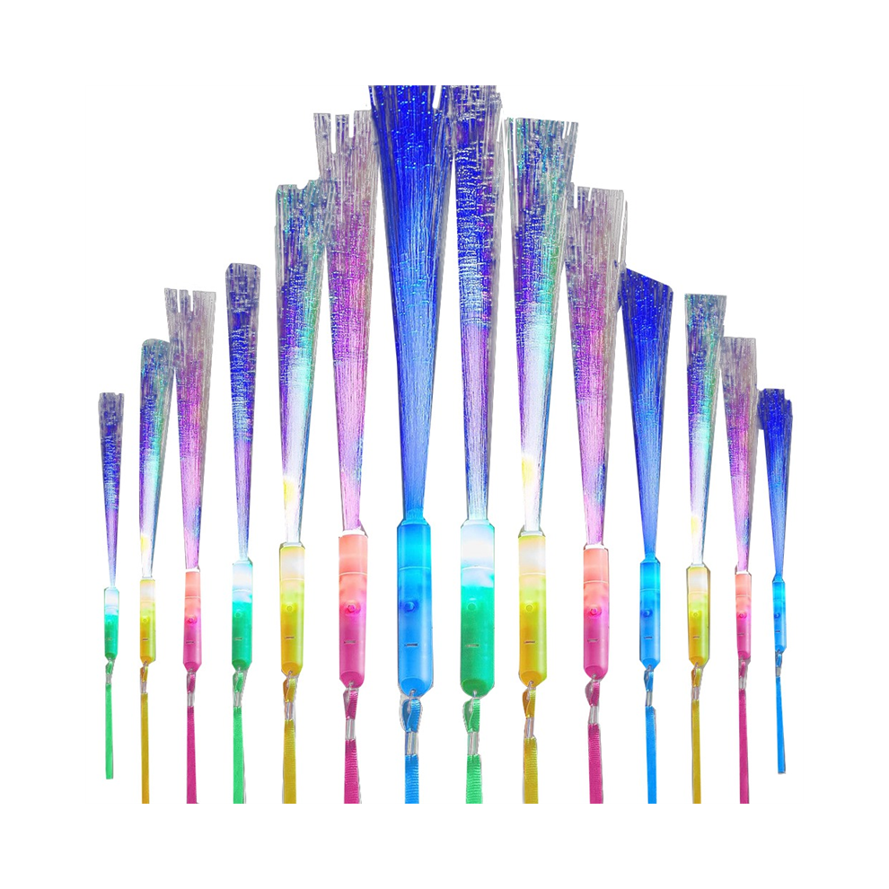 24 PCS Glow Fiber Wands Sticks LED Light Wand Fiber Optic Wands Flashing Sticks for Party Wedding Halloween Christmas