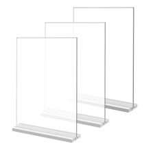 Pacote com 3 suportes de acrílico de 21 x 29,7 cm, suporte de exposição vertical de dupla face, para restaurantes, escritórios e lojas