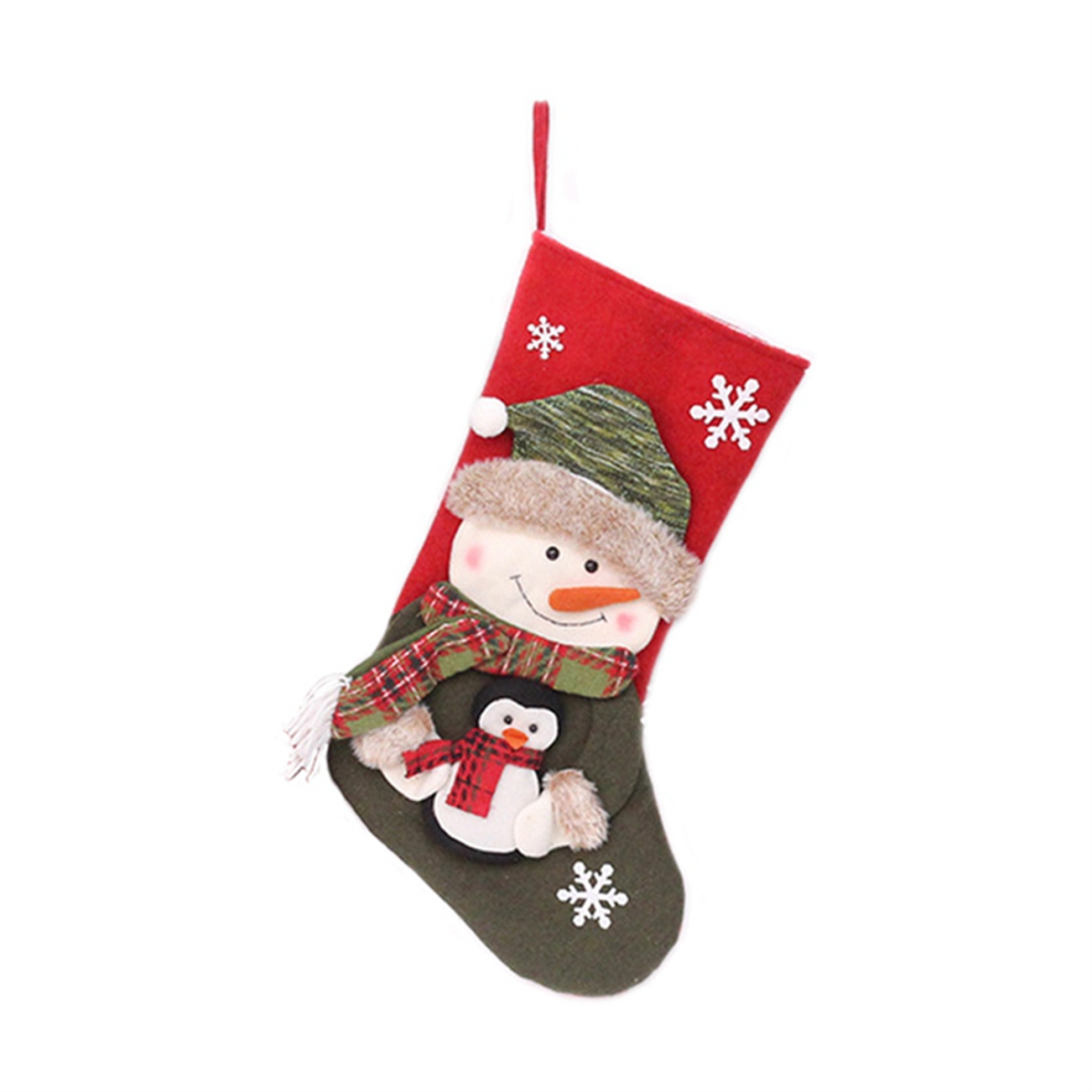 Chaussette de Noël, sac de Noël pour escaliers, cheminée, décoration de Noël à suspendre, bonhomme de neige