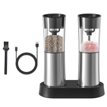 Electric Salt and Pepper Grinder Set with USB Rechargeable ,Electric Pepper Mill Set Automatic Induction Grinder