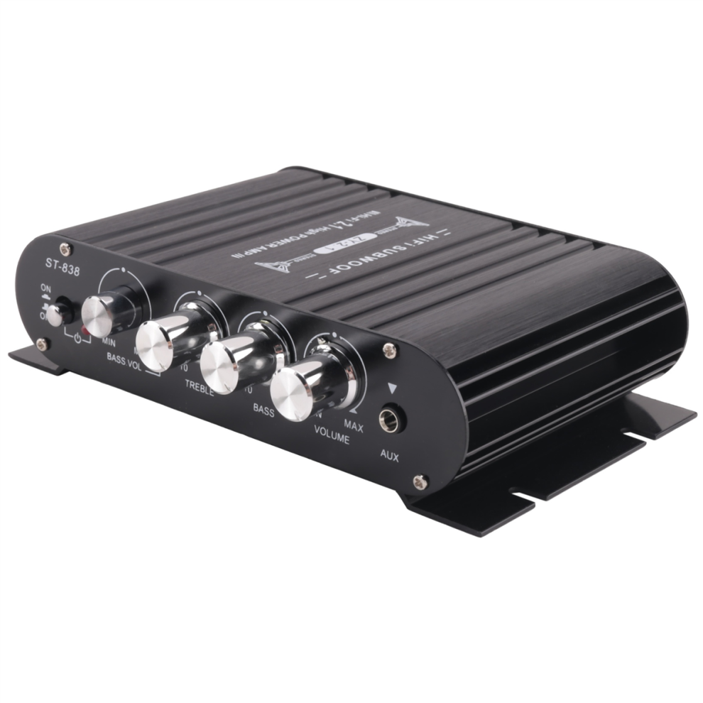 838 Hifi Amplifier 2.1 Channel Car Mp3 Mini Amp Aux Input High And Low Bass Adjustment Super 20Wx2+40W 4852133166070