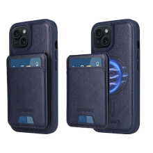 (Blue) Compatible with iphone 16 Plus Case Wireless Charging Magnetic Car Mount Crad Slot Wallet