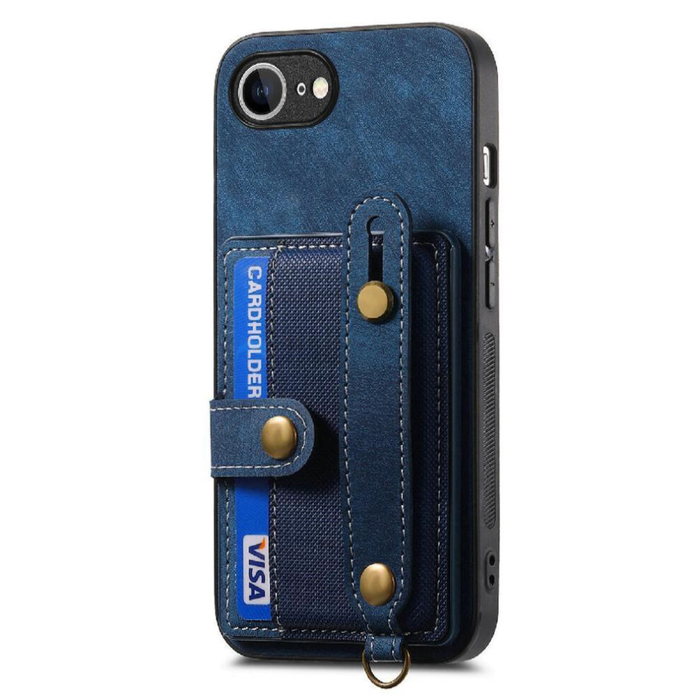 (Blue) Case For Iphone 16E Strap Shockproof Wristband Wallet Blue 764544147200