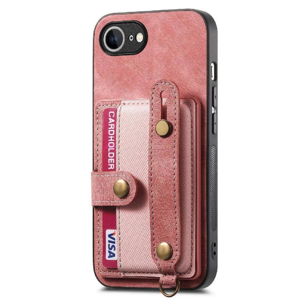 (Pink) Case For Iphone 16E Strap Shockproof Wristband Wallet Pink 764544147187