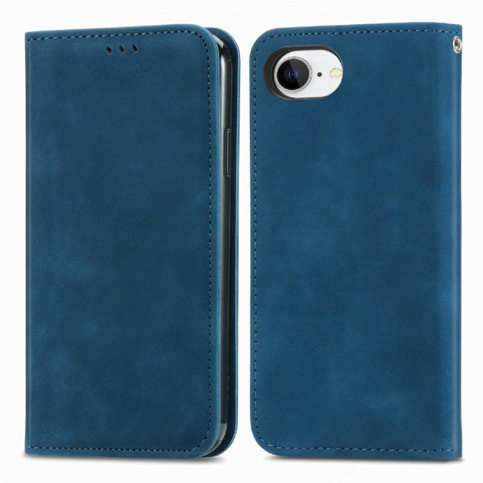 (Blue) Flip Case For Iphone 16E Flip Cover Simple Business Shockproof Wallet Leather Case Blue 764544147354