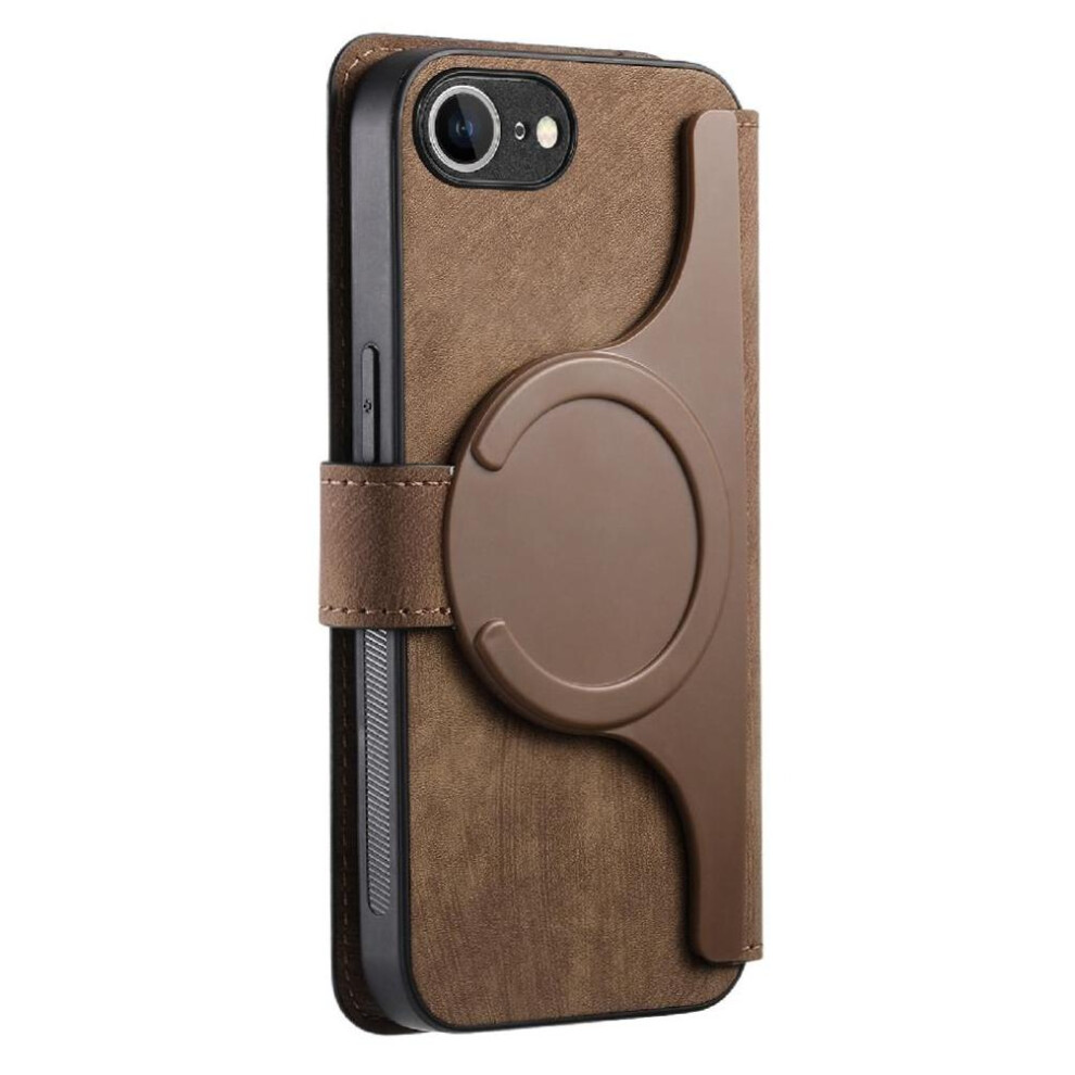 (Brown) Flip Case For Iphone 16E Card Stand Wallet Magnet Shielding Material Retro Brown 764544147545