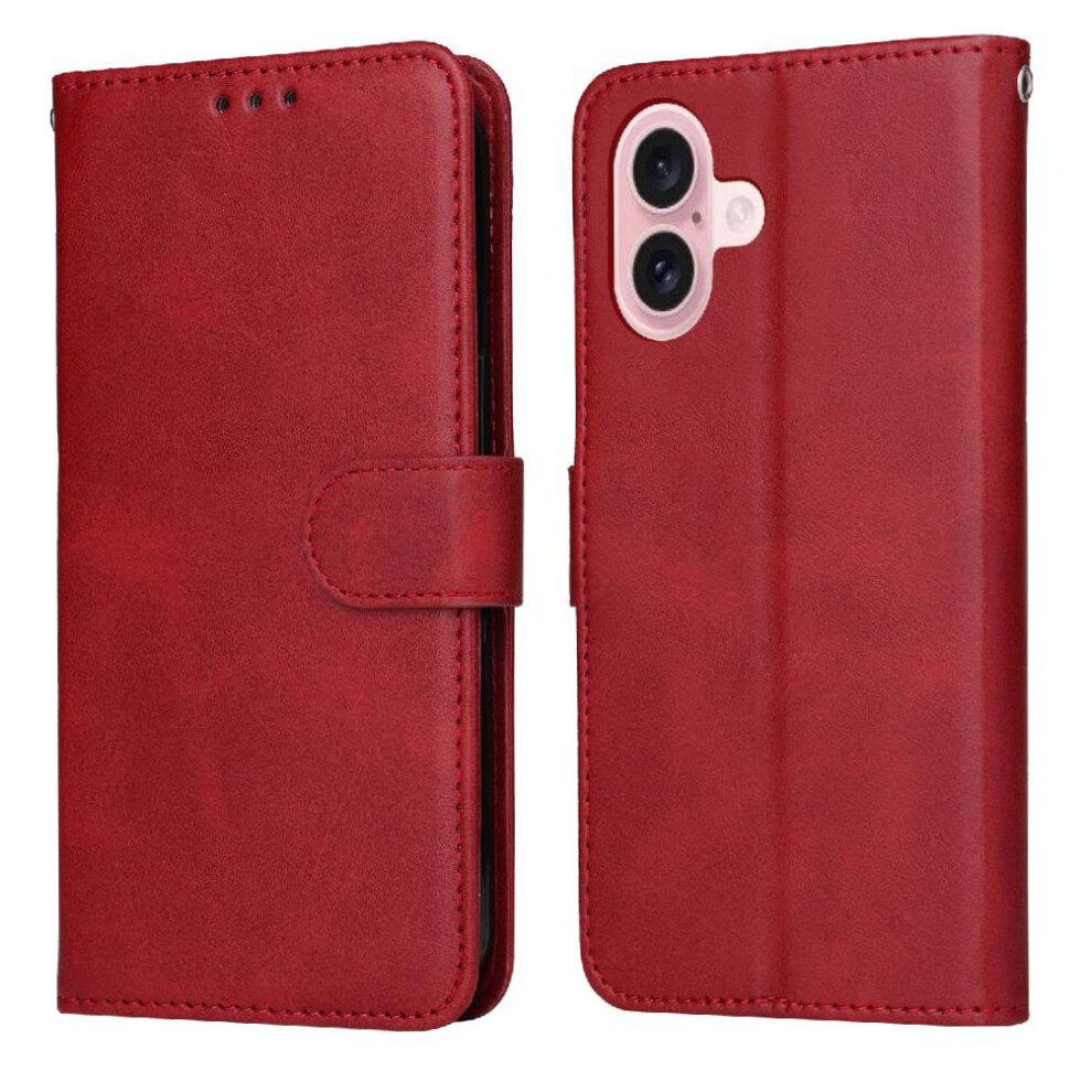 Photos - Case  Compatible with iphone 16  Flip Cover Magnetic Closure Precise Cutouts Card Slots(Red)